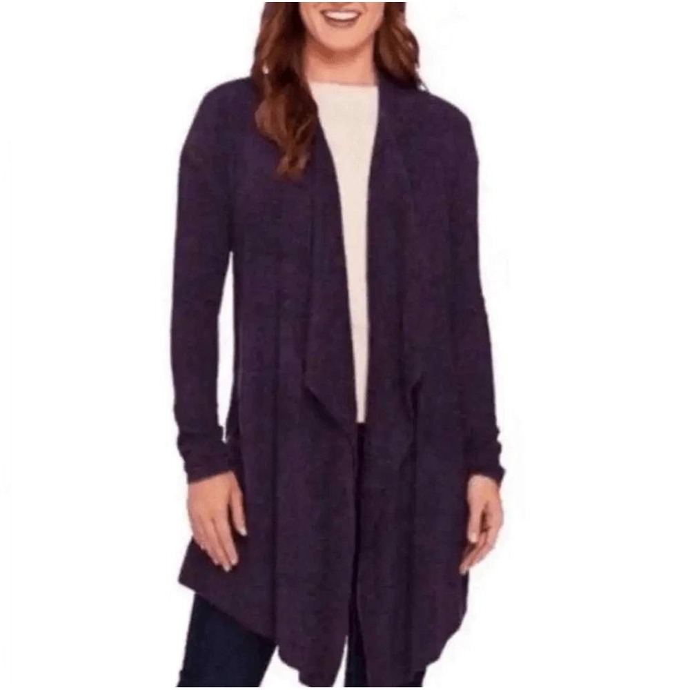 Barefoot Dreams Women's S/M Purple Nylon Bamboo Chic Lite Cardigan Sweater